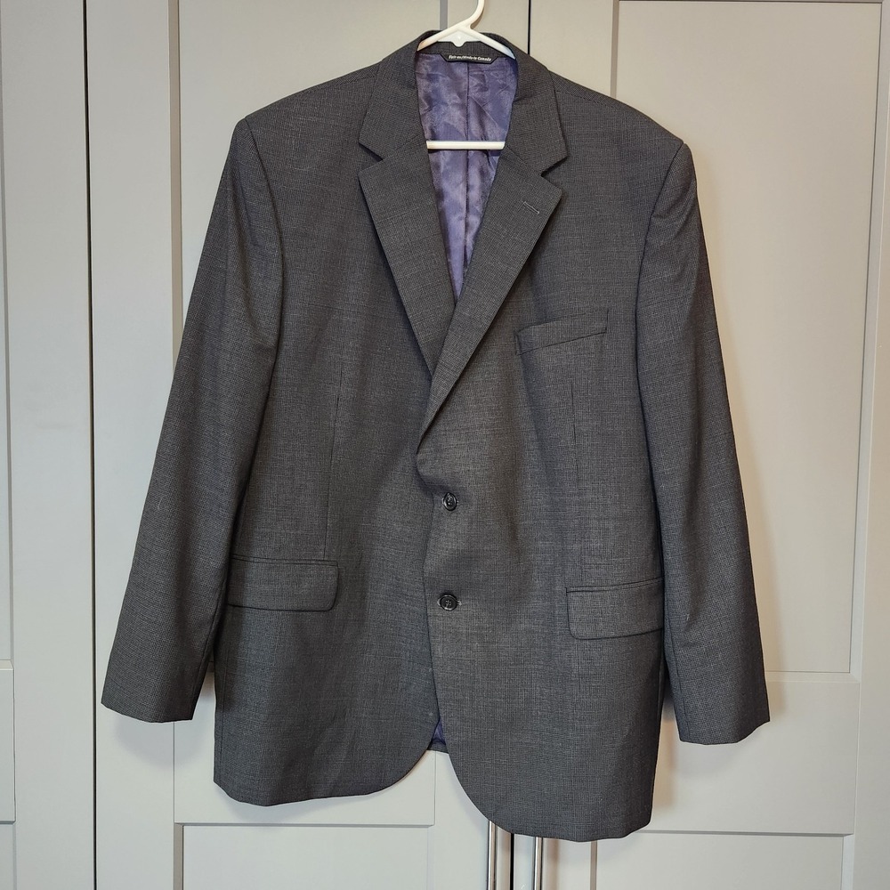 Jack Victor Select Wool Sport Coat Blazer Jacket Navy Neptune Check Mens 48R